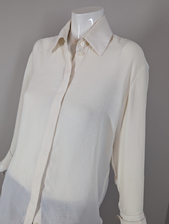 COS Cream Blouse Minimalist Button Up Shirt Oversized Chic Top Small - Picture 4 of 9